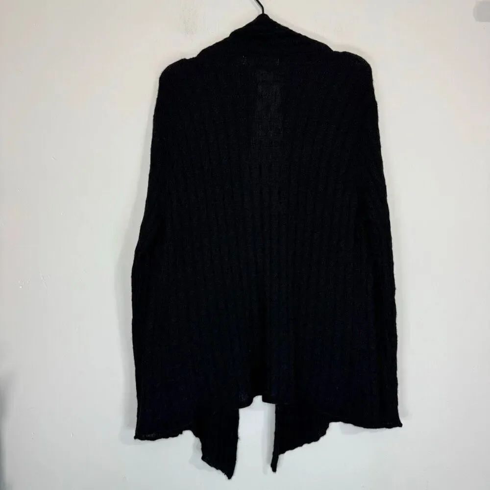 Peruvian Link Black Baby Alpaca Cable Knit Cardigan L/XL - Picture 3 of 5
